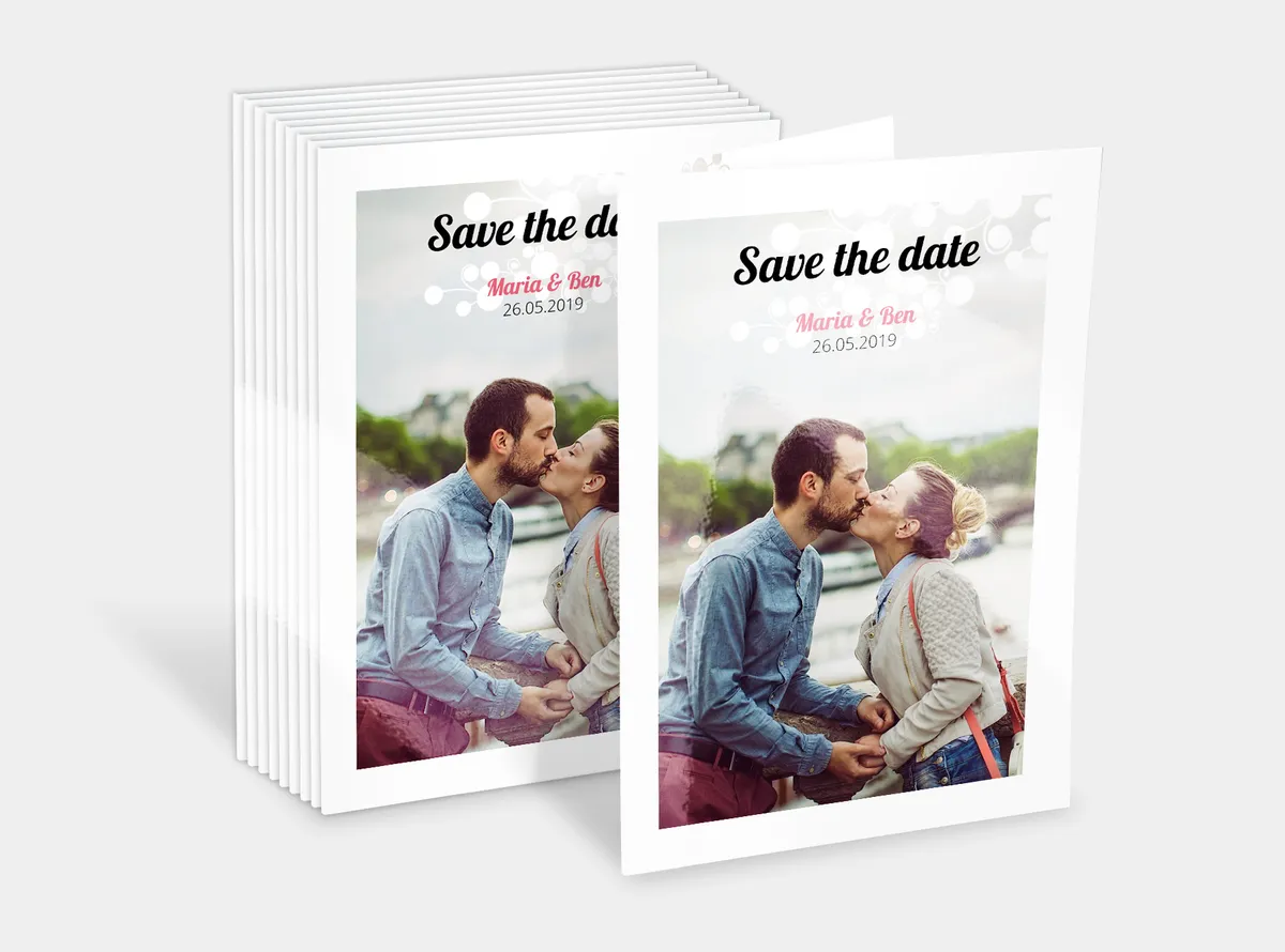 Klappkarte hoch | 10er Set | Links gefaltet | Mit Save-the-Date Foto