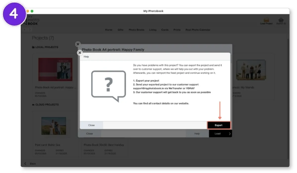 Clicca su "Esporta" nel software di download